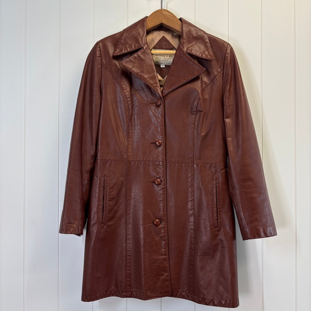 Vintage Women's Leather Coat - Brown Leather Jacket